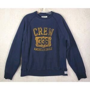 VTG Y2K American Eagle Sweatshirt Mens Sz Medium Blue Crewneck Logo Pullover